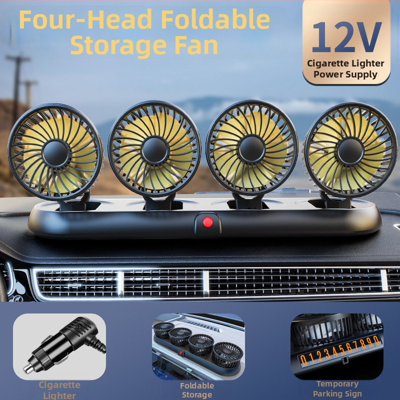 Uus autoventilaator neljapeaga auto elektriline ventilaator 360 pöörlev kokkupandav tugev külmutusseadmetega miniveoauto väike ventilaator