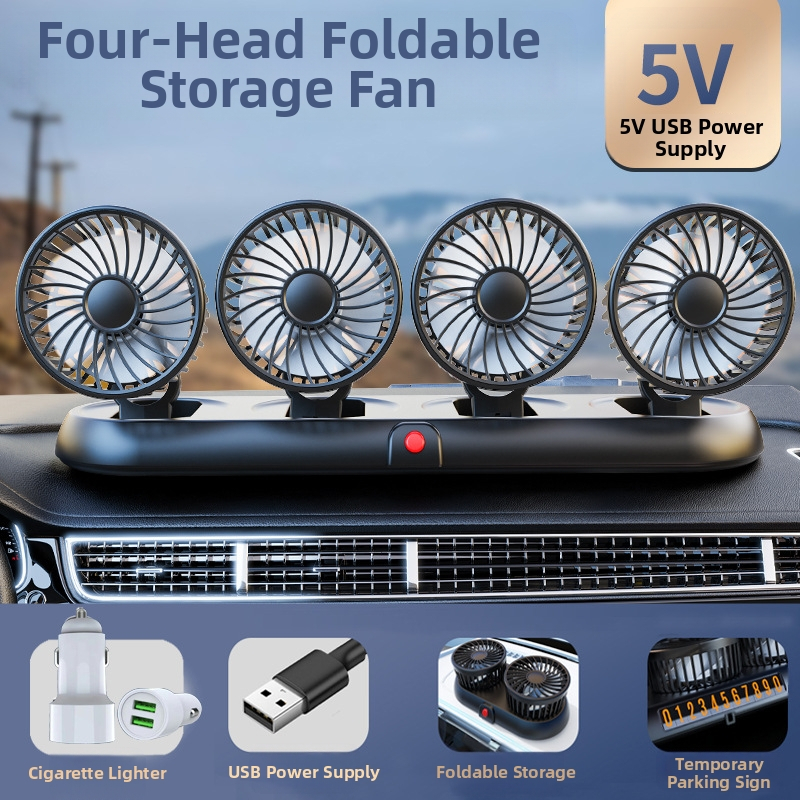Uus autoventilaator neljapeaga auto elektriline ventilaator 360 pöörlev kokkupandav tugev külmutusseadmetega miniveoauto väike ventilaator