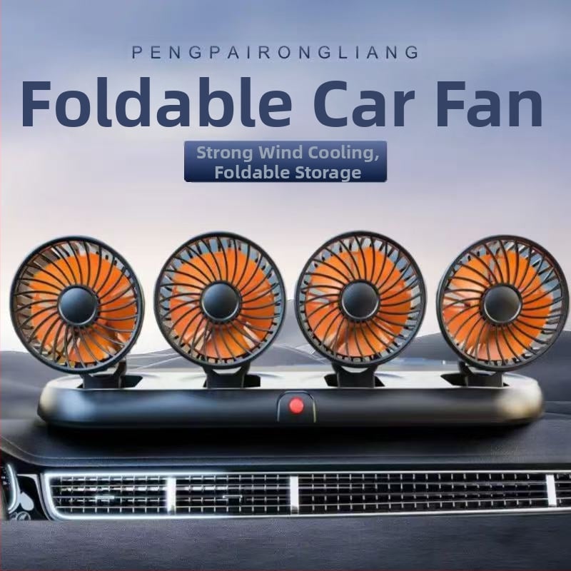 Új autóventilátor négyfejű autó elektromos ventilátor 360 fokban forgó, összecsukható, erős hűtős mini teherautó kis ventilátor