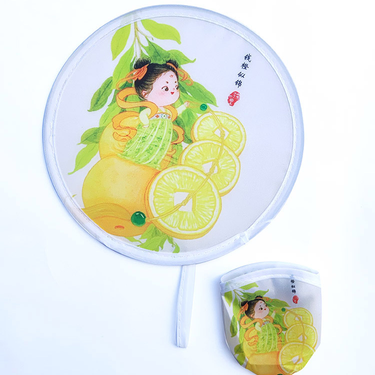 Mini kokkupandav ümmargune ventilaator, antiikstiil, loominguline ja kaasaskantav reisireklaamide ümmargune ventilaator suveks