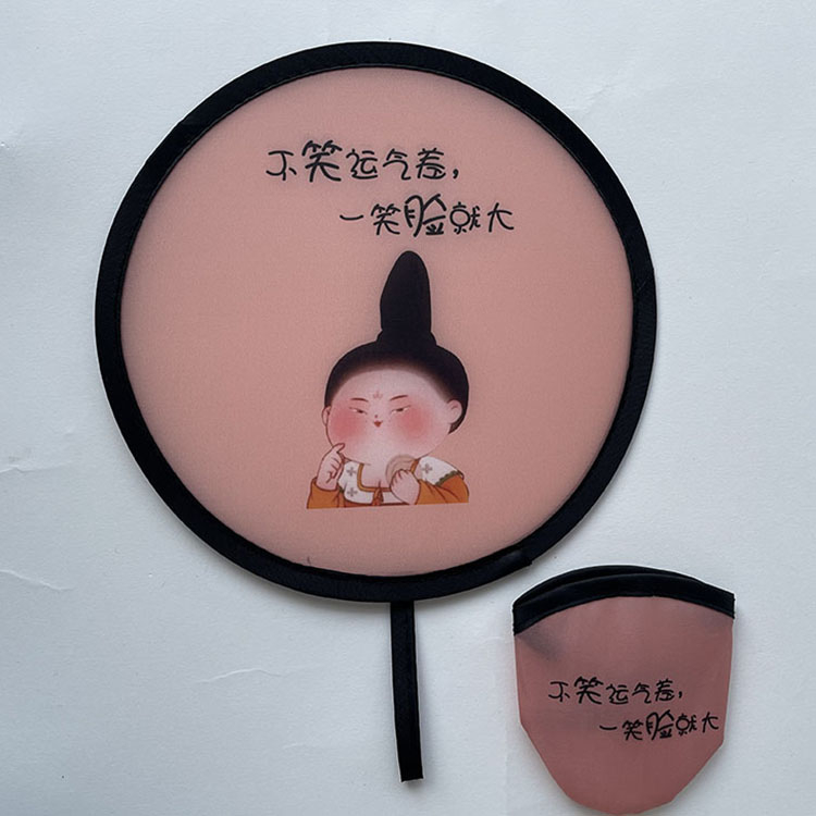 Mini kokkupandav ümmargune ventilaator, antiikstiil, loominguline ja kaasaskantav reisireklaamide ümmargune ventilaator suveks