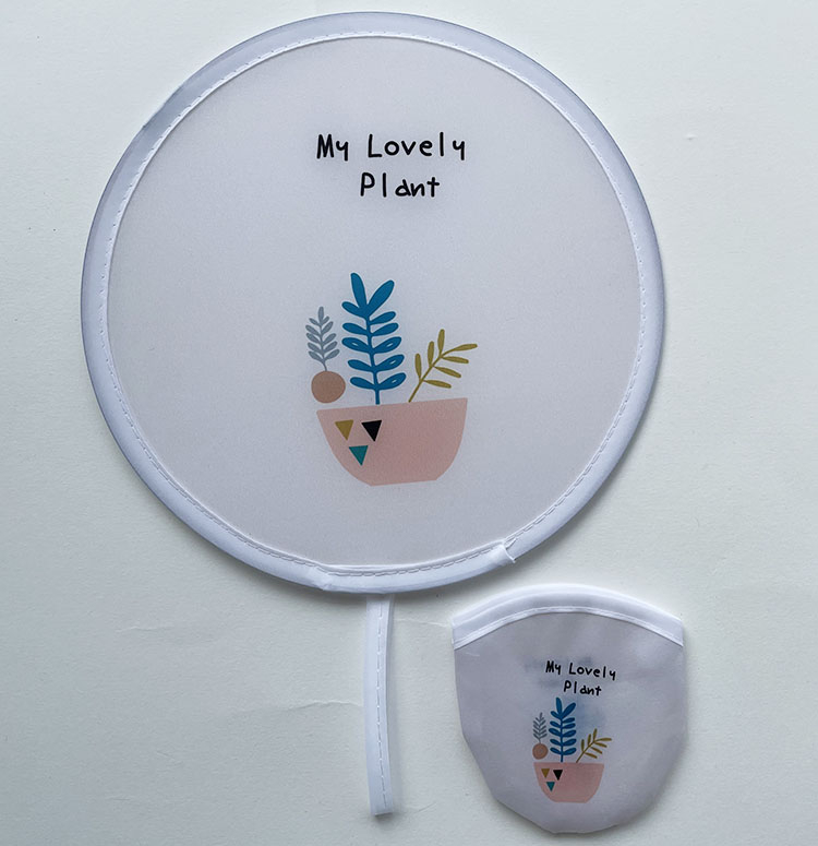 Mini kokkupandav ümmargune ventilaator, antiikstiil, loominguline ja kaasaskantav reisireklaamide ümmargune ventilaator suveks