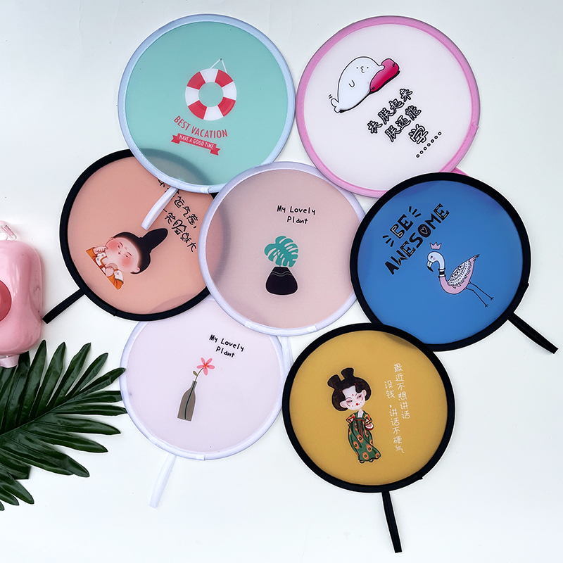 Mini kokkupandav ümmargune ventilaator, antiikstiil, loominguline ja kaasaskantav reisireklaamide ümmargune ventilaator suveks