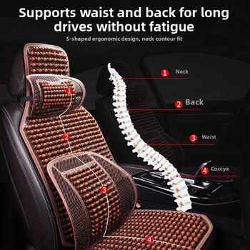 Autoistmepadi Suvine jahutav padi Puidust helmed Ventilatsioon Suvine 3D hingav nelja aastaaja universaalne veoautoistme ühekordne padi Puidust