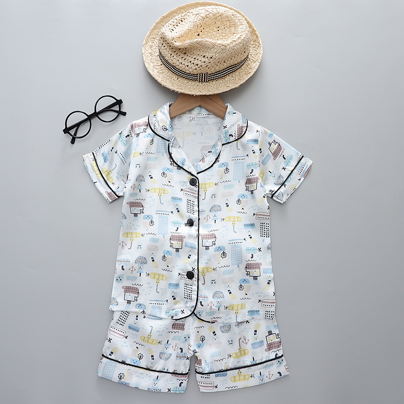 Suvised uued laste armsad trükitud pidžaamad poistele ja tüdrukutele, universaalsed vabaaja stiilis koduriided, lühikeste varrukatega lühikeste pükste komplekt