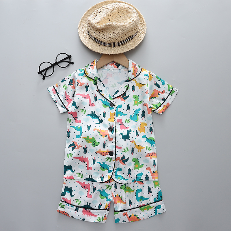 Suvised uued laste armsad trükitud pidžaamad poistele ja tüdrukutele, universaalsed vabaaja stiilis koduriided, lühikeste varrukatega lühikeste pükste komplekt