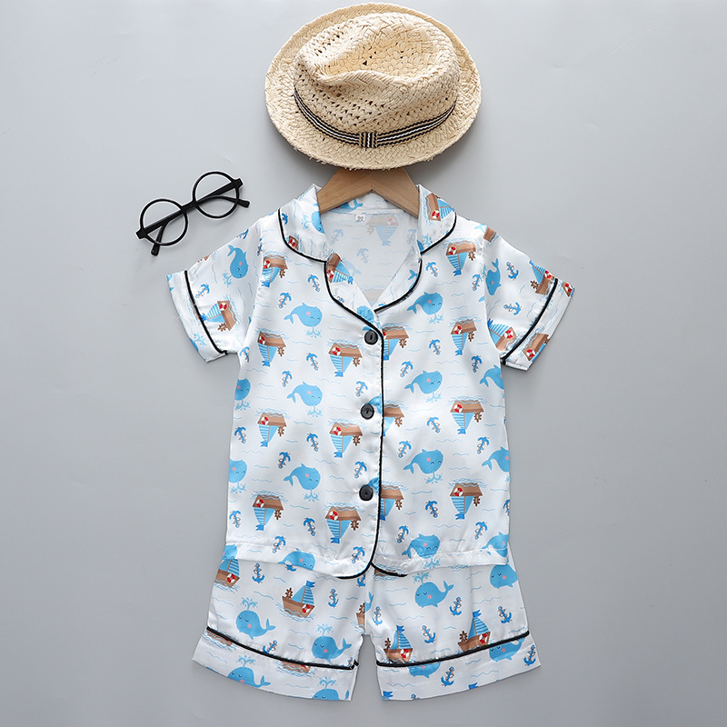 Suvised uued laste armsad trükitud pidžaamad poistele ja tüdrukutele, universaalsed vabaaja stiilis koduriided, lühikeste varrukatega lühikeste pükste komplekt