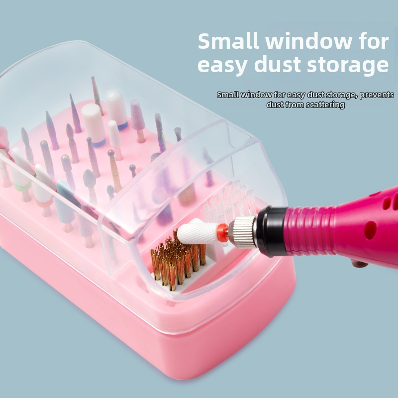 Трансгранично почистване на полиращи глави Кутия за съхранение с 30 дупки 100-дупкова квадратна шлифовъчна глава за нокти, прахоустойчива прозрачна стойка за показване на склад