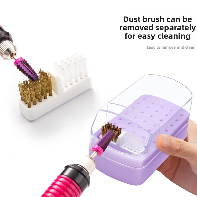 Трансгранично почистване на полиращи глави Кутия за съхранение с 30 дупки 100-дупкова квадратна шлифовъчна глава за нокти, прахоустойчива прозрачна стойка за показване на склад