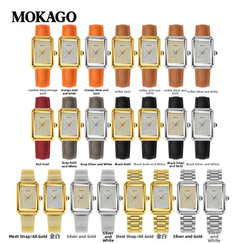 Moxi tipptasemel retrokvartskell elegantse ilmega, täisteemantidega ristkülikukujuline naistekell tööle-, äri- ja vabaajarõivasteks.