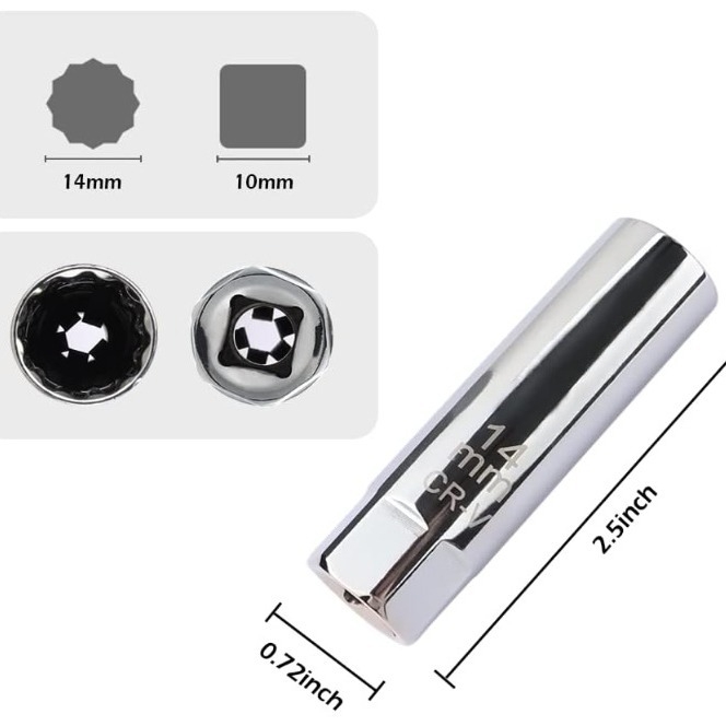 Auto modifitseeritud rattarummu 1/2 kandilise auguga kuusnurkne pesa süüteküünla hülss spetsiaalse kujuga tööriista kruvihülss vastashülss