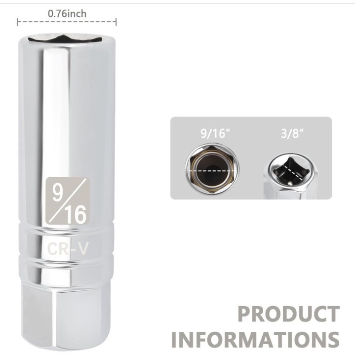 Auto modifitseeritud rattarummu 1/2 kandilise auguga kuusnurkne pesa süüteküünla hülss spetsiaalse kujuga tööriista kruvihülss vastashülss