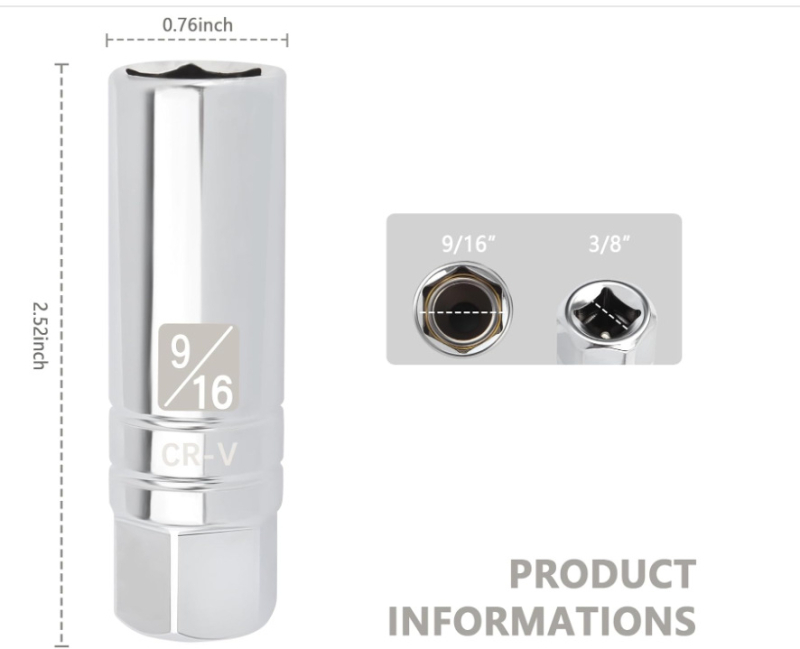 Auto modifitseeritud rattarummu 1/2 kandilise auguga kuusnurkne pesa süüteküünla hülss spetsiaalse kujuga tööriista kruvihülss vastashülss