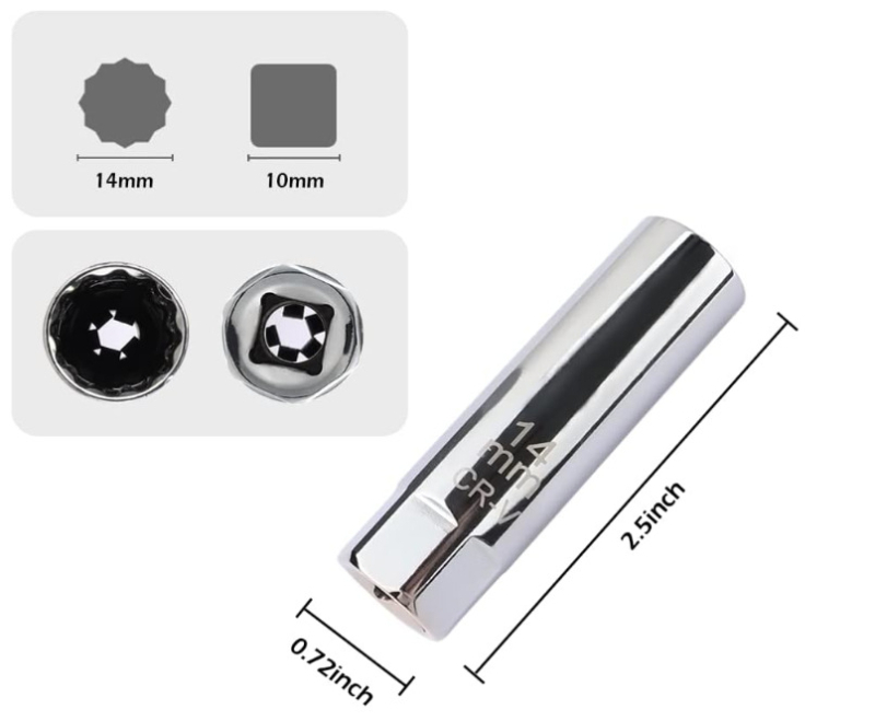 Auto modifitseeritud rattarummu 1/2 kandilise auguga kuusnurkne pesa süüteküünla hülss spetsiaalse kujuga tööriista kruvihülss vastashülss