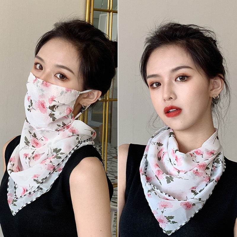 Sall hingav näosall uus tuulekindel naiste õhuke kolmnurkne õues siidist kate siidist sall loor UV-kaitsega