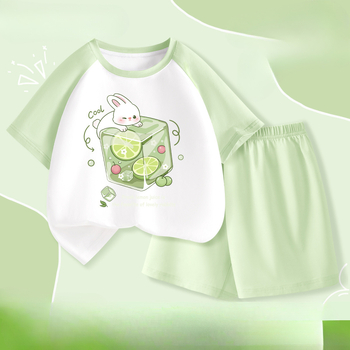 „La Chapelle“ vaikiška pižama, 2025 m. vasara, naujo stiliaus mergaičių marškinėliai su oro kondicionieriumi, A klasės medvilniniai berniukiški namų aprangos kostiumai.