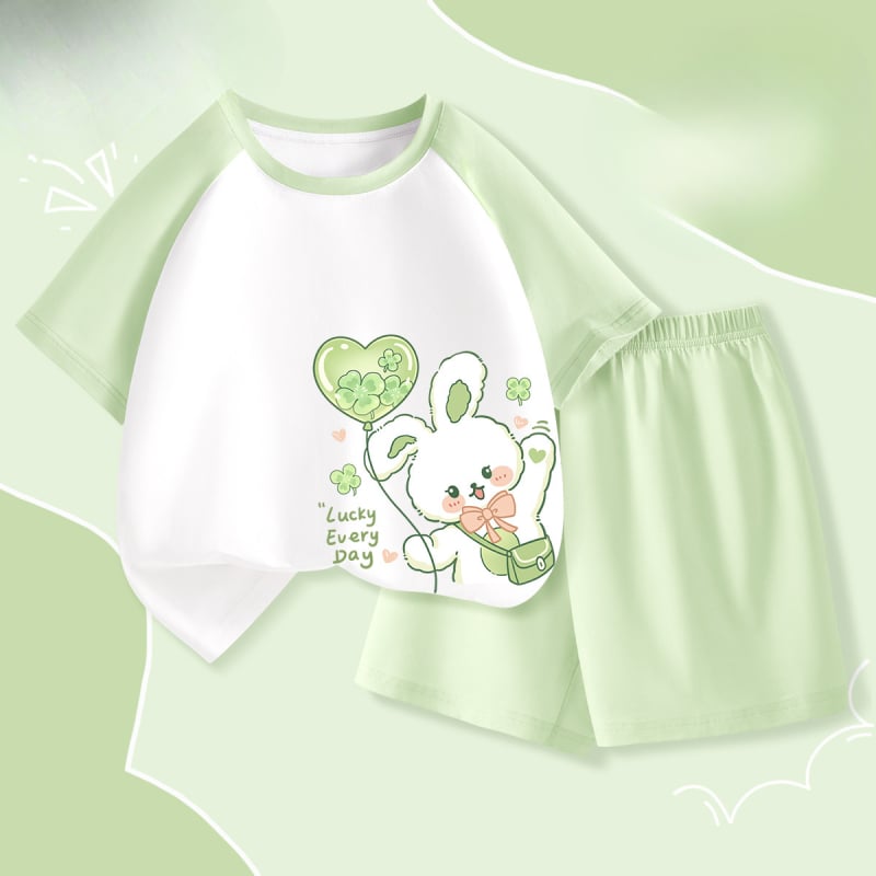 „La Chapelle“ vaikiška pižama, 2025 m. vasara, naujo stiliaus mergaičių marškinėliai su oro kondicionieriumi, A klasės medvilniniai berniukiški namų aprangos kostiumai.