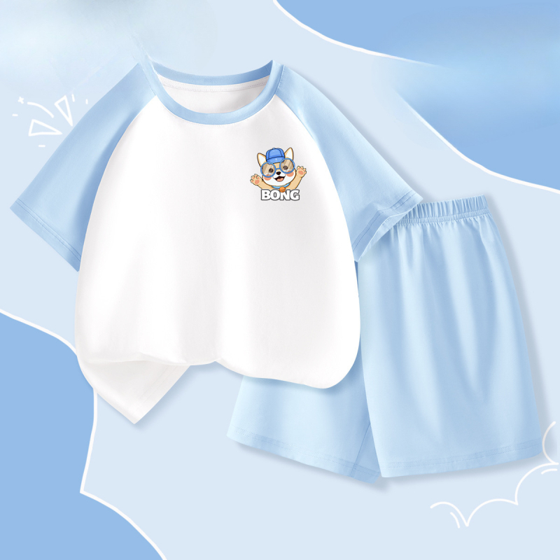 „La Chapelle“ vaikiška pižama, 2025 m. vasara, naujo stiliaus mergaičių marškinėliai su oro kondicionieriumi, A klasės medvilniniai berniukiški namų aprangos kostiumai.