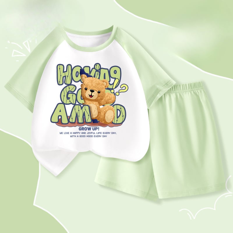 „La Chapelle“ vaikiška pižama, 2025 m. vasara, naujo stiliaus mergaičių marškinėliai su oro kondicionieriumi, A klasės medvilniniai berniukiški namų aprangos kostiumai.