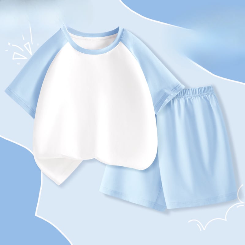 „La Chapelle“ vaikiška pižama, 2025 m. vasara, naujo stiliaus mergaičių marškinėliai su oro kondicionieriumi, A klasės medvilniniai berniukiški namų aprangos kostiumai.