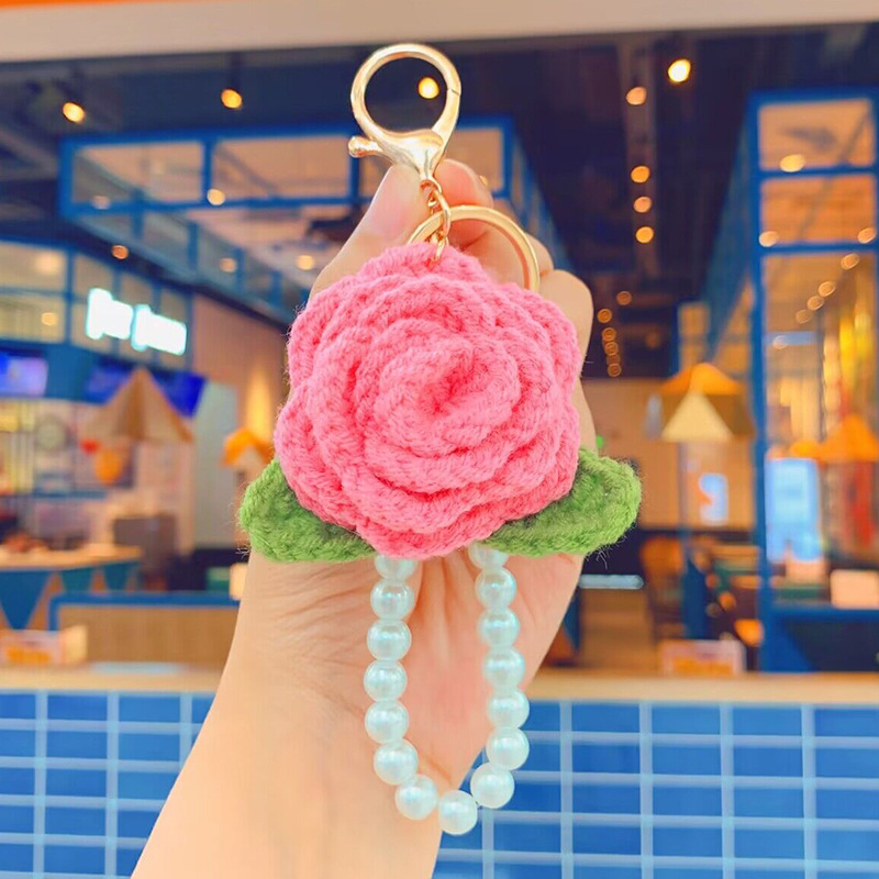 Loominguline käsitööna valminud heegeldatud kameeliavõtmehoidja valentinipäevaks heegeldatud roosikimp kingituseks hulgimüük