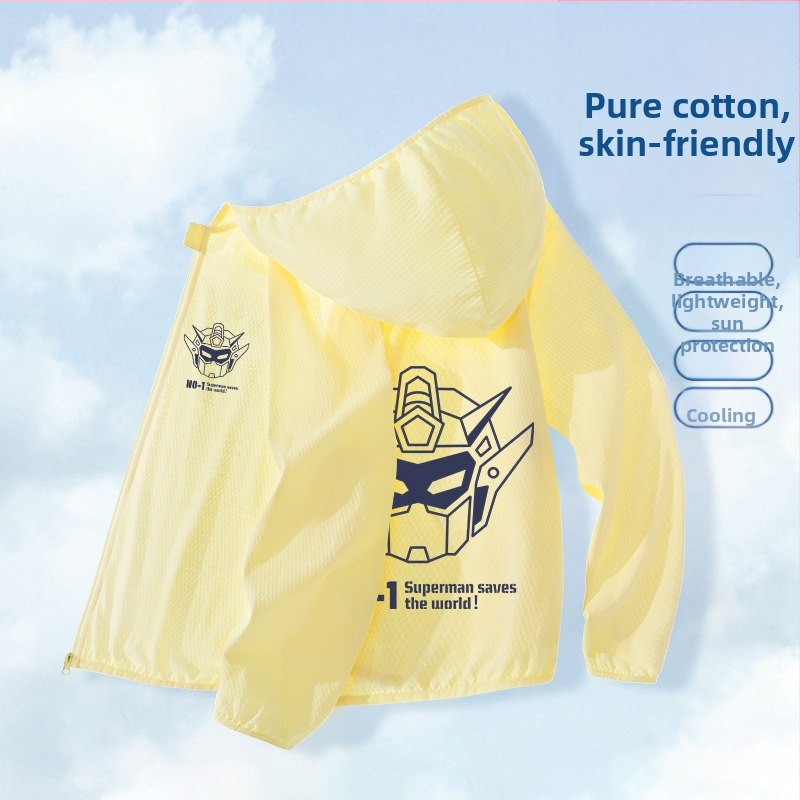 Berniukų drabužiai nuo saulės, 2025 m. vasarai, nauja universali striukė, skirta vaikams, skirtiems lauko sportui, nuo saulės, berniukiški kvėpuojantys vasaros drabužiai.