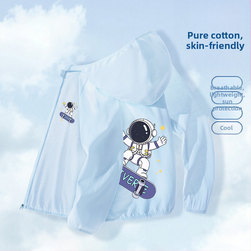 Berniukų drabužiai nuo saulės, 2025 m. vasarai, nauja universali striukė, skirta vaikams, skirtiems lauko sportui, nuo saulės, berniukiški kvėpuojantys vasaros drabužiai.