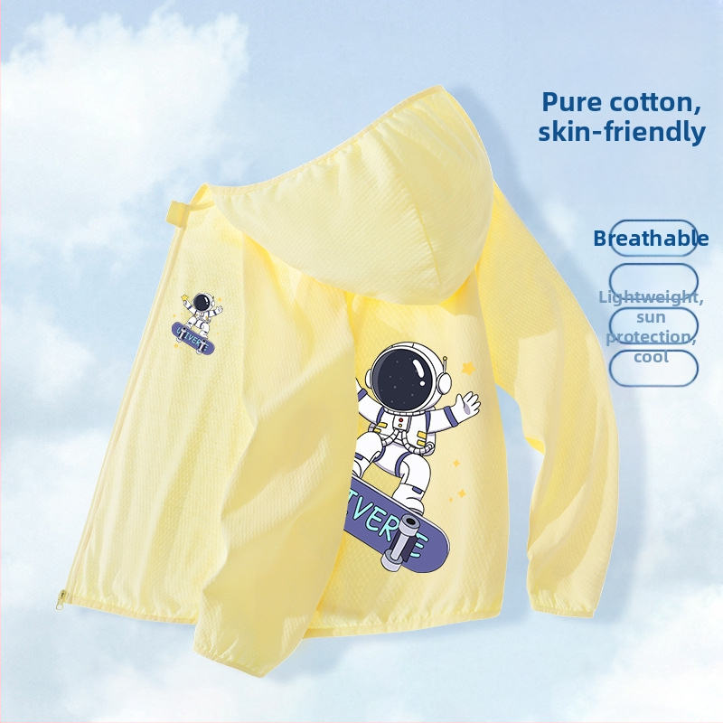 Berniukų drabužiai nuo saulės, 2025 m. vasarai, nauja universali striukė, skirta vaikams, skirtiems lauko sportui, nuo saulės, berniukiški kvėpuojantys vasaros drabužiai.