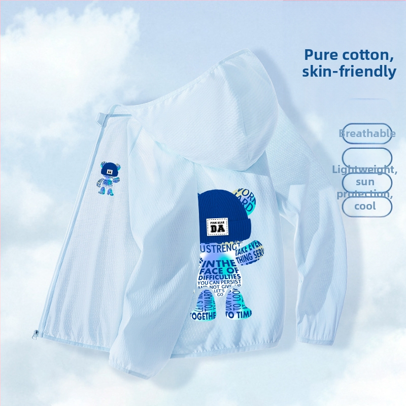 Berniukų drabužiai nuo saulės, 2025 m. vasarai, nauja universali striukė, skirta vaikams, skirtiems lauko sportui, nuo saulės, berniukiški kvėpuojantys vasaros drabužiai.