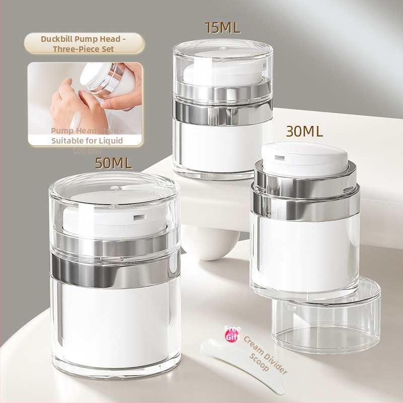 Вакуумна бутилка за крем за пътуване, козметичен фон дьо тен, проба, пресован тип, празна бутилка, преносима кутия за крем, буркан