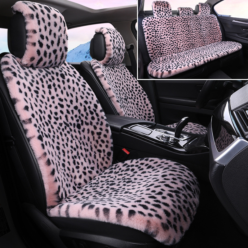 Ziemas automašīnas sēdekļa spilvens Leoparda raksta sēdekļa spilvens Plīša piecu sēdvietu automašīnas universālais sēdekļu apsildes spilvens Dalian automašīnas sēdekļa spilvena pārvalks