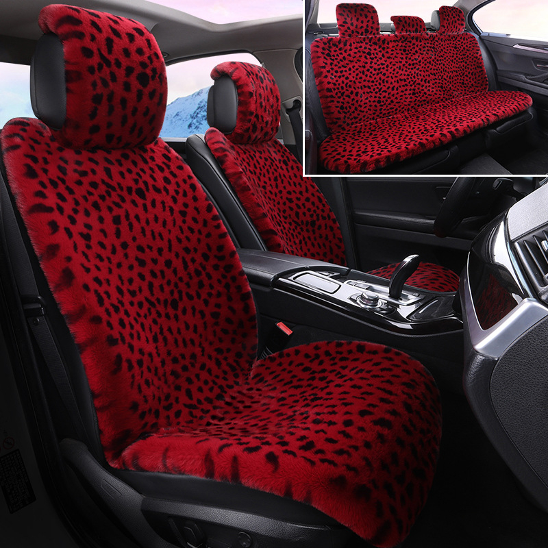 Talvine autoistmepadi Leoparditrükiga istmepadi Pehme viiekohaline auto universaalne istmesoojendus Dalian autoistmepadja kate