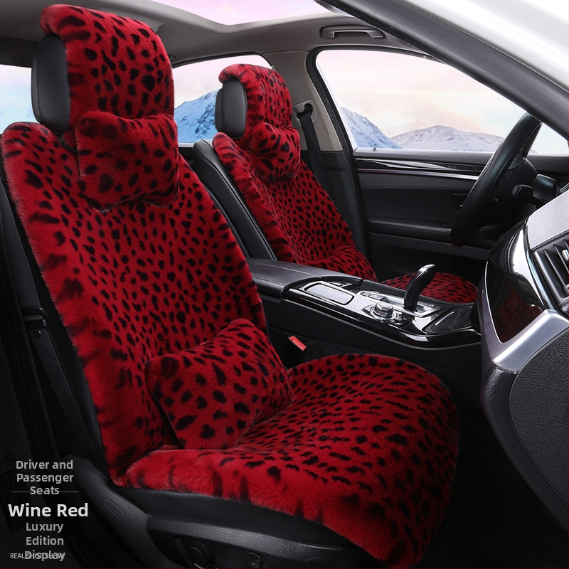 Talvine autoistmepadi Leoparditrükiga istmepadi Pehme viiekohaline auto universaalne istmesoojendus Dalian autoistmepadja kate