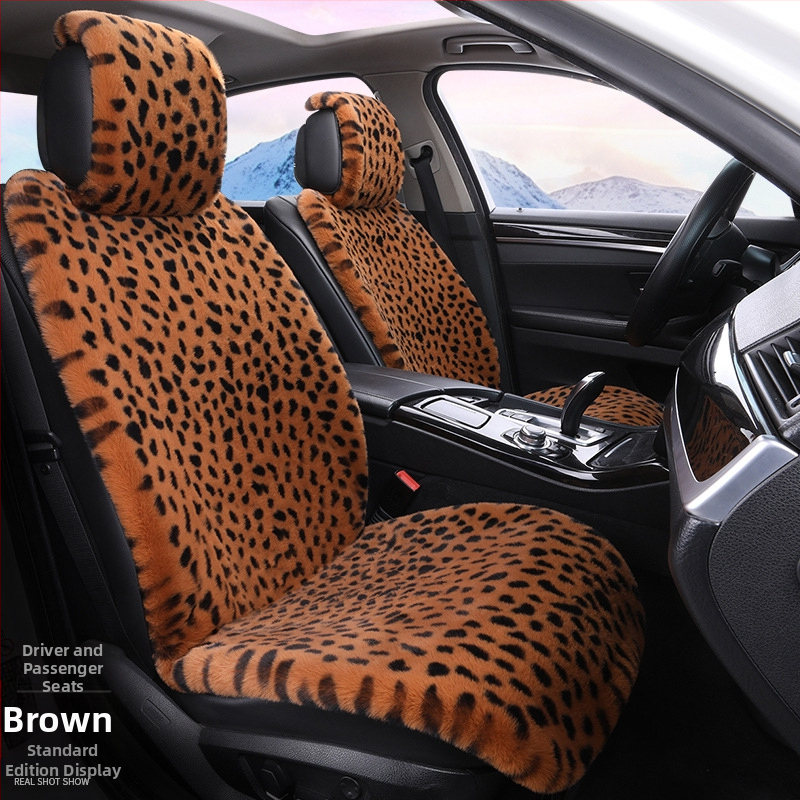 Talvine autoistmepadi Leoparditrükiga istmepadi Pehme viiekohaline auto universaalne istmesoojendus Dalian autoistmepadja kate