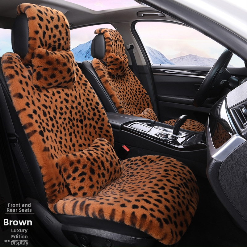 Talvine autoistmepadi Leoparditrükiga istmepadi Pehme viiekohaline auto universaalne istmesoojendus Dalian autoistmepadja kate