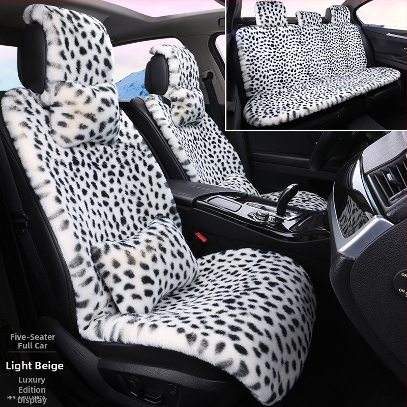 Talvine autoistmepadi Leoparditrükiga istmepadi Pehme viiekohaline auto universaalne istmesoojendus Dalian autoistmepadja kate
