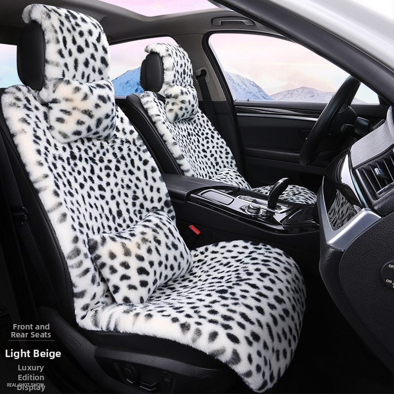 Talvine autoistmepadi Leoparditrükiga istmepadi Pehme viiekohaline auto universaalne istmesoojendus Dalian autoistmepadja kate
