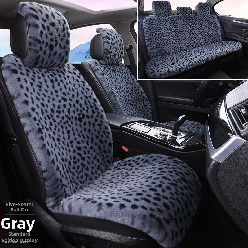 Talvine autoistmepadi Leoparditrükiga istmepadi Pehme viiekohaline auto universaalne istmesoojendus Dalian autoistmepadja kate