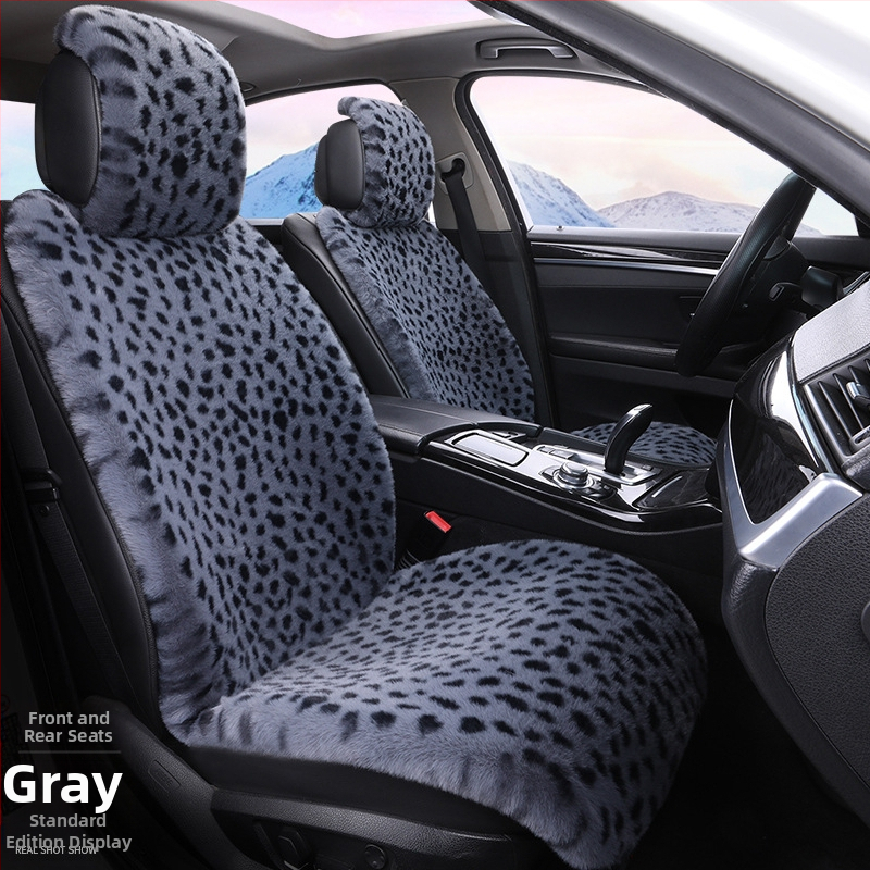 Talvine autoistmepadi Leoparditrükiga istmepadi Pehme viiekohaline auto universaalne istmesoojendus Dalian autoistmepadja kate
