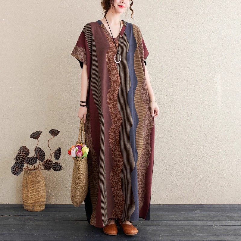 2025. aasta uus suvine stiilis kirjanduslik suur suurus lahtine pühadestiilis V-kaelusega lühikeste varrukatega kleit naiste rannaseelik pikk seelik