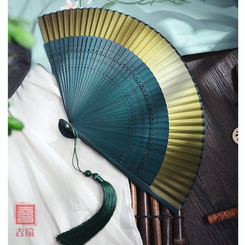 Hele Zhu ühevärviline gradientventilaator Uus hiina hommikukleidi fotograafia rekvisiidid Klassikaline kokkupandav ventilaator Interneti kuulsuste pulmapruut hiina stiilis