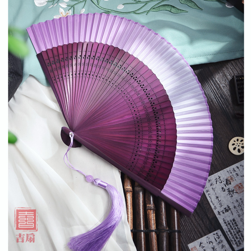 Hele Zhu ühevärviline gradientventilaator Uus hiina hommikukleidi fotograafia rekvisiidid Klassikaline kokkupandav ventilaator Interneti kuulsuste pulmapruut hiina stiilis