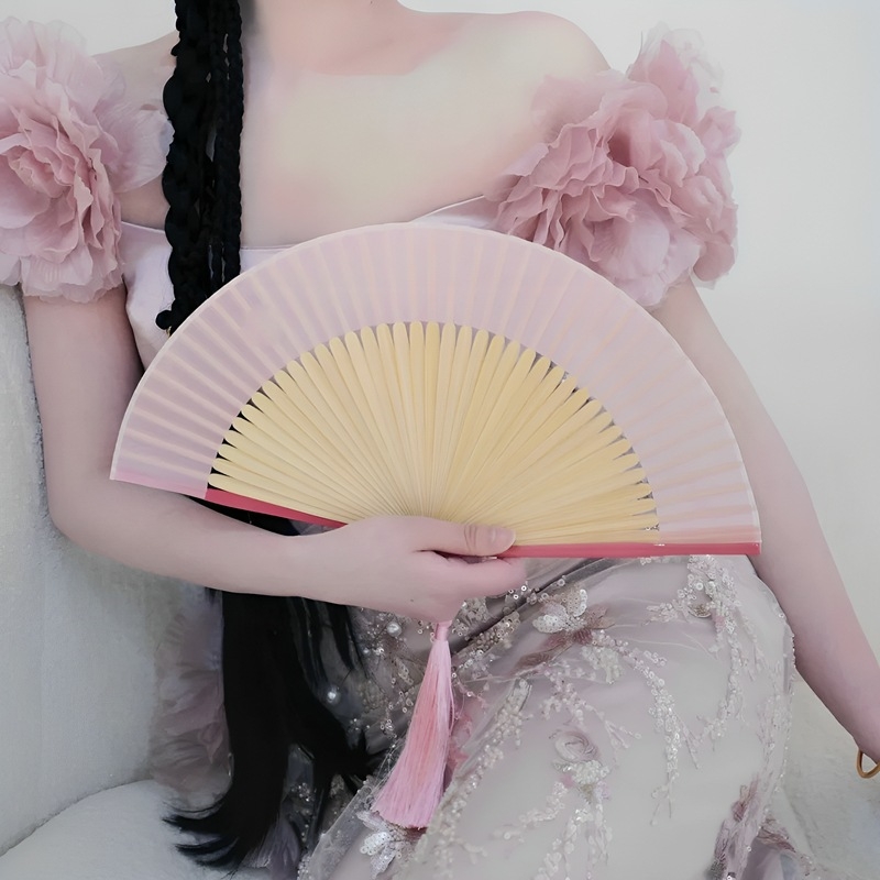 Hele Zhu ühevärviline gradientventilaator Uus hiina hommikukleidi fotograafia rekvisiidid Klassikaline kokkupandav ventilaator Interneti kuulsuste pulmapruut hiina stiilis