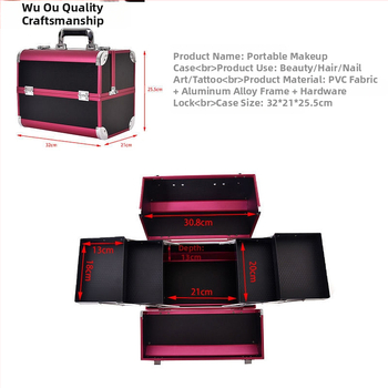 Kaasaskantav suure mahutavusega meigikarp, professionaalne maniküüri ja ripsmete poolpüsiv tätoveeringu tööriistakast, meigikunstnik ja meigi hoiukarp