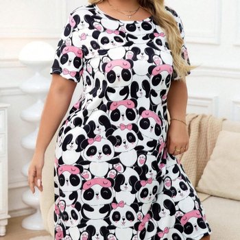 Naiste pluss-suuruses mööblipidžaama kleit T-särk seelik väliskaubandus Amazoni naiste piiriülene Euroopa ja Ameerika trükitud öösärk