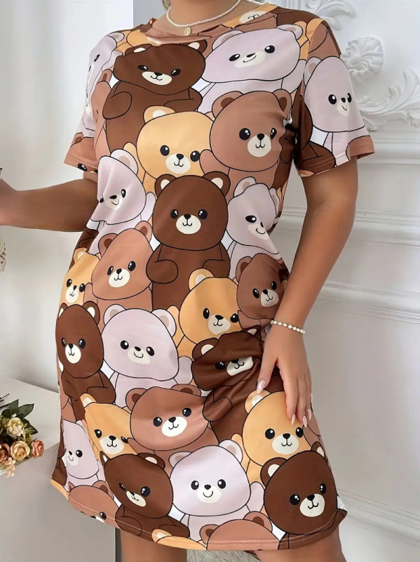 Naiste pluss-suuruses mööblipidžaama kleit T-särk seelik väliskaubandus Amazoni naiste piiriülene Euroopa ja Ameerika trükitud öösärk