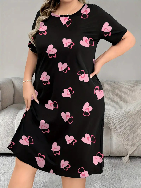 Naiste pluss-suuruses mööblipidžaama kleit T-särk seelik väliskaubandus Amazoni naiste piiriülene Euroopa ja Ameerika trükitud öösärk