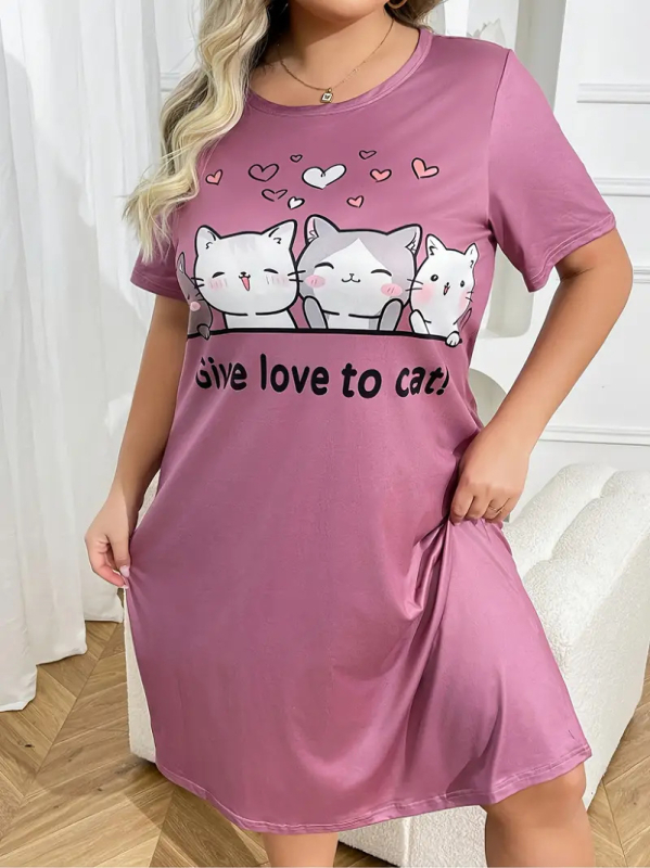 Naiste pluss-suuruses mööblipidžaama kleit T-särk seelik väliskaubandus Amazoni naiste piiriülene Euroopa ja Ameerika trükitud öösärk