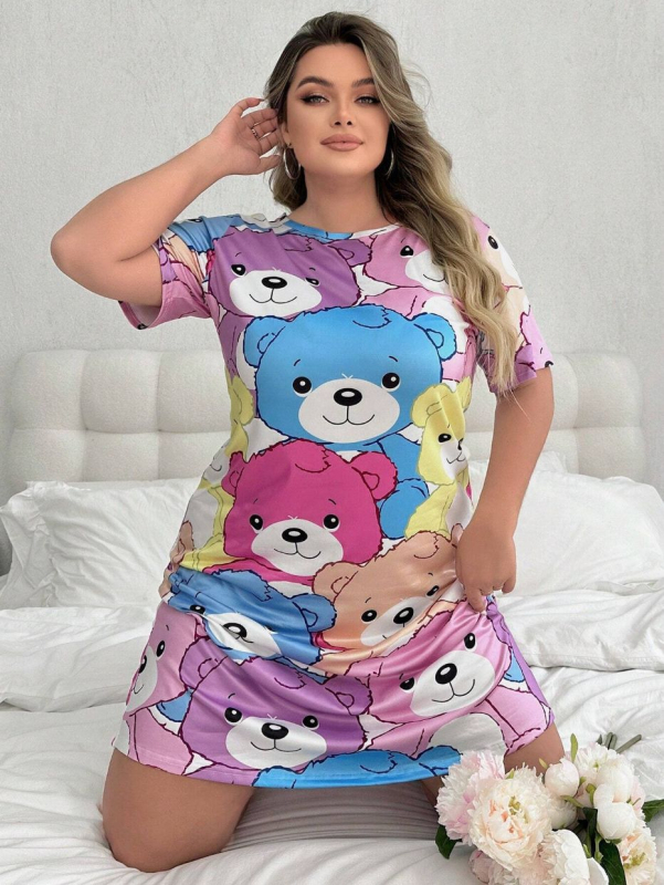 Naiste pluss-suuruses mööblipidžaama kleit T-särk seelik väliskaubandus Amazoni naiste piiriülene Euroopa ja Ameerika trükitud öösärk