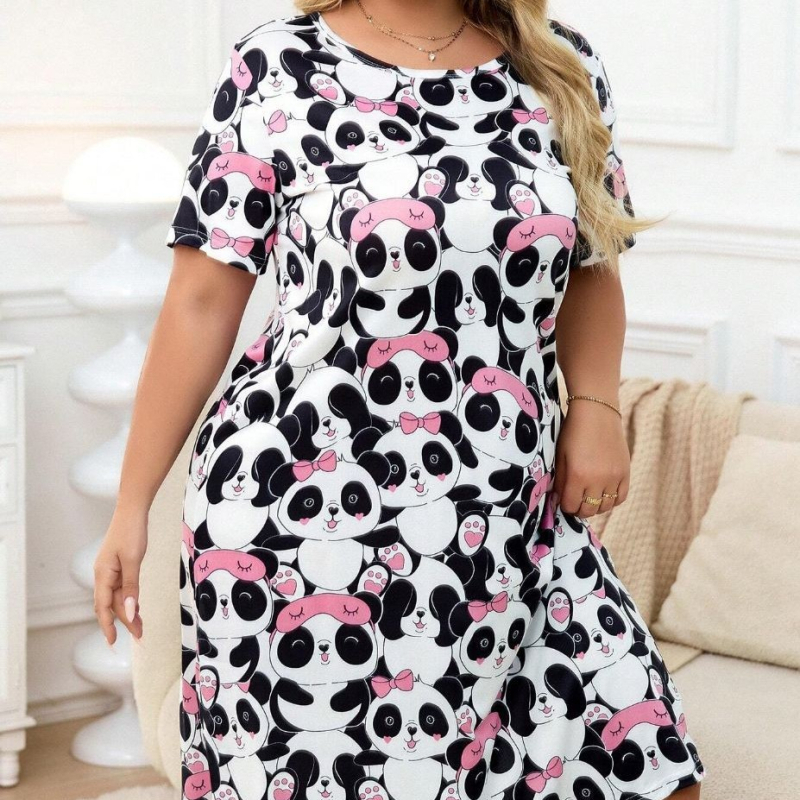 Naiste pluss-suuruses mööblipidžaama kleit T-särk seelik väliskaubandus Amazoni naiste piiriülene Euroopa ja Ameerika trükitud öösärk